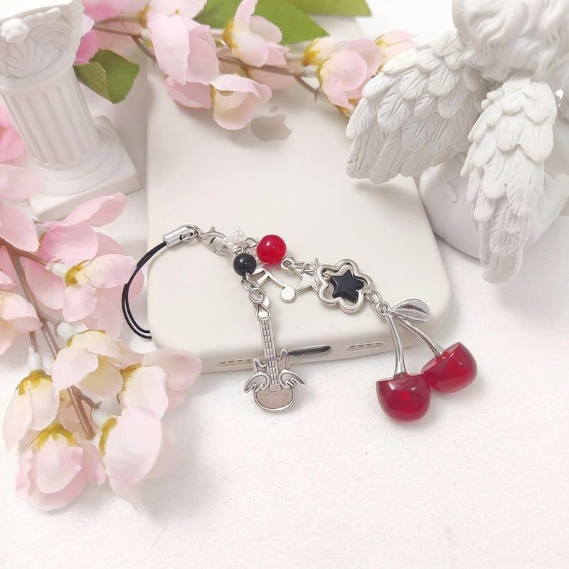cioatu 1-4PCS Cute Phone Charms Aesthetic Y2K Cell Phone Charms Strap Pink Strawberry Butterfly Star PhoneCharm Y2K Accessories for Bag Keychain Airpods Camera Pendants Decor - Image 3